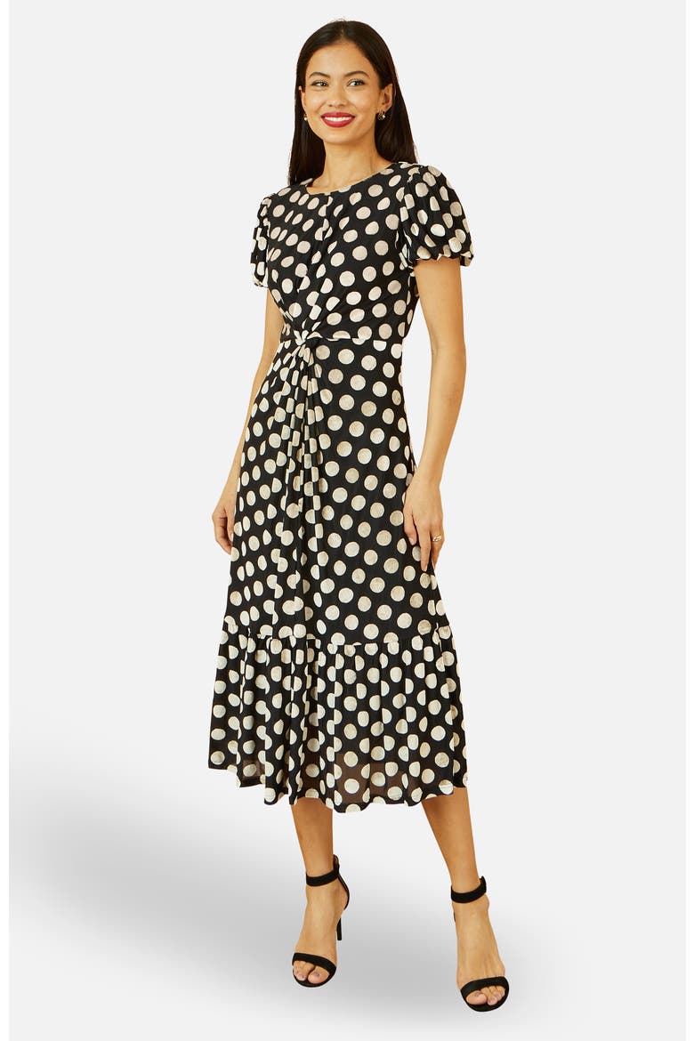 Velvet Twist Waist Midi Dress, Alternate, color, Black