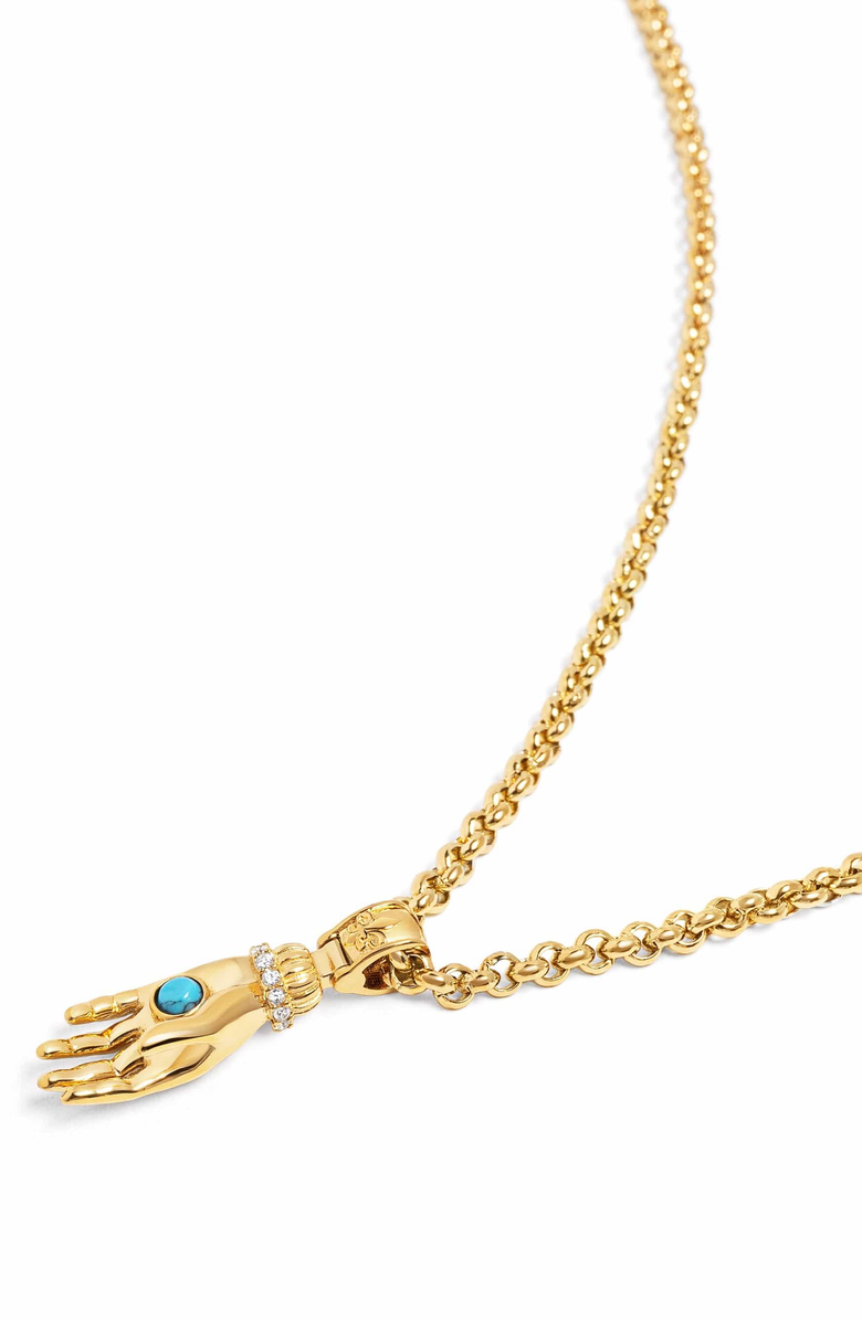 Nialaya Small Turquoise Gemstone Hand Pendant Necklace, Main, color, Gold / Turquoise