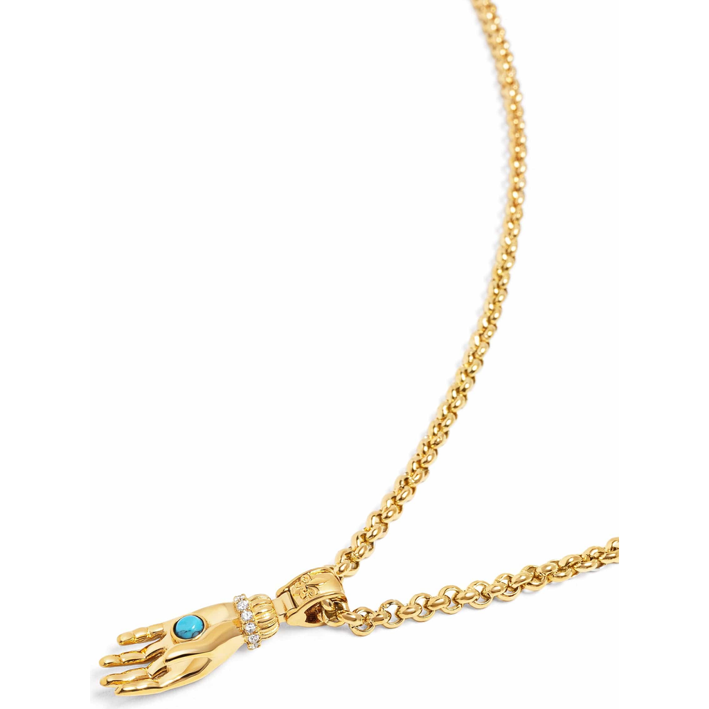 Nialaya Small Turquoise Gemstone Hand Pendant Necklace In Gold