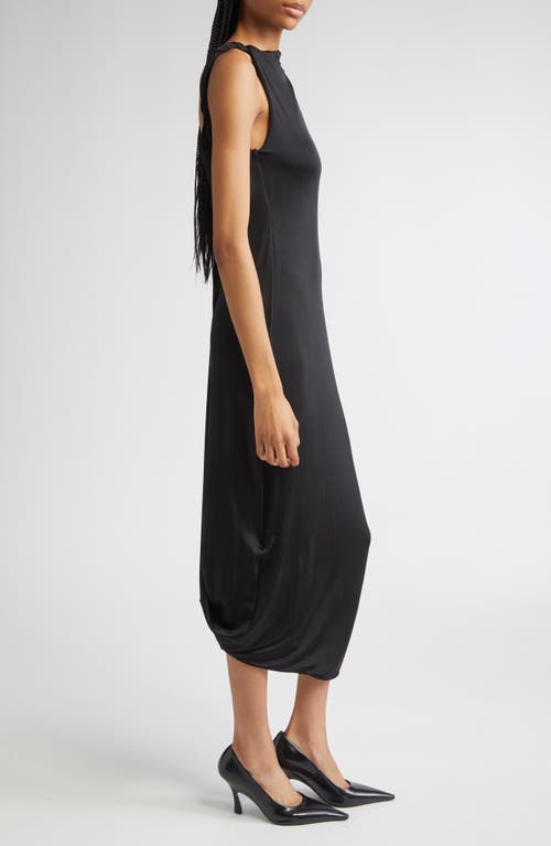 Victoria Beckham Asymmetric Fluid Drape Midi Dress In Black