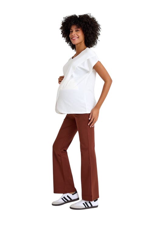 Accouchée Ultimate Comfort Warm Flare Pants In Brown