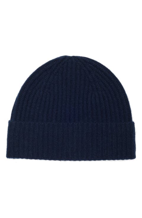 Men's Cashmere Ribbed Cuff Beanie