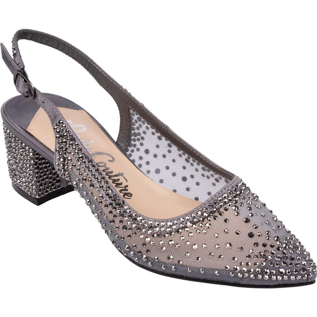 Lady Couture Rhinestone Mesh Slingback In Gray