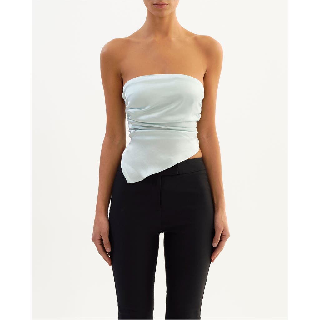 LAMARQUE BAILA | Asymmetric Satin Scarf Top in Light Blue at Nordstrom, Size X-Small/small
