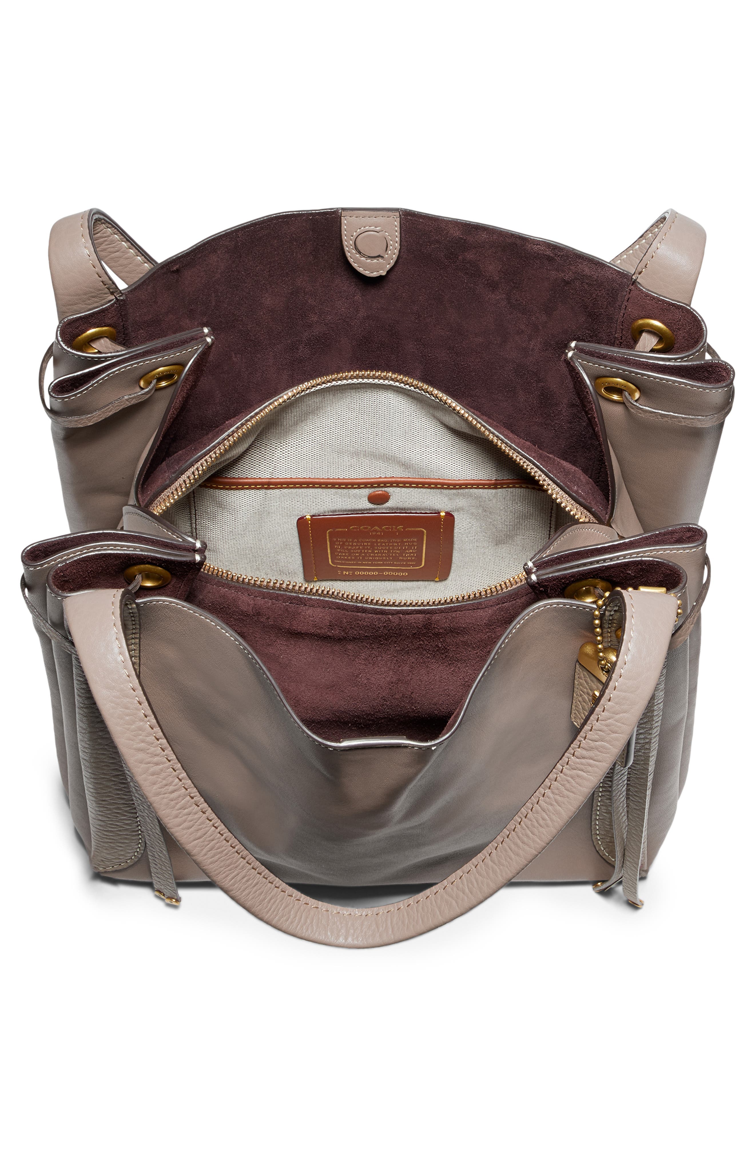 COACH Harmony Mixed Leather Hobo, Alternate, color, 
