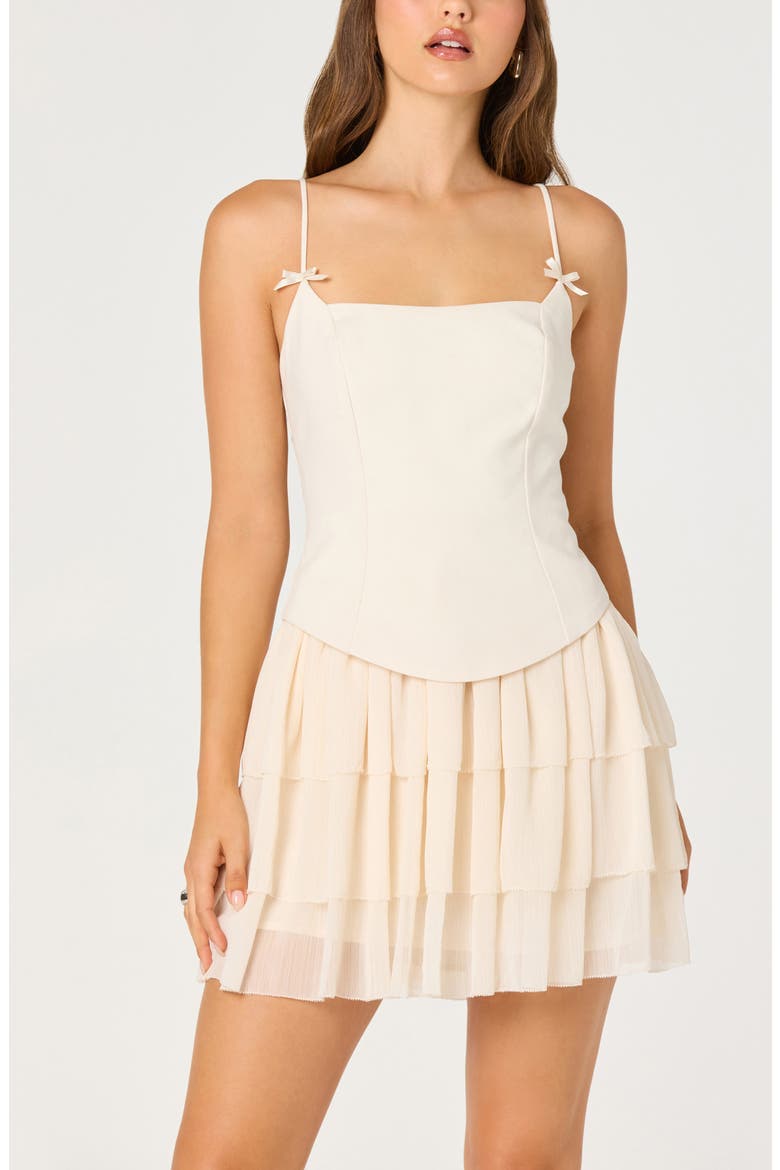 Kiarra Mixed Media Corset Minidress, Alternate, color, CREAM