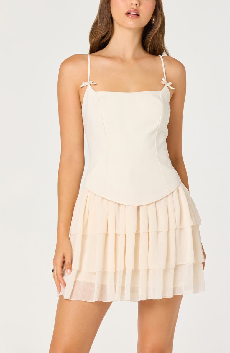 ASTR the Label Kiarra Mixed Media Corset Minidress, Alternate, color, Cream