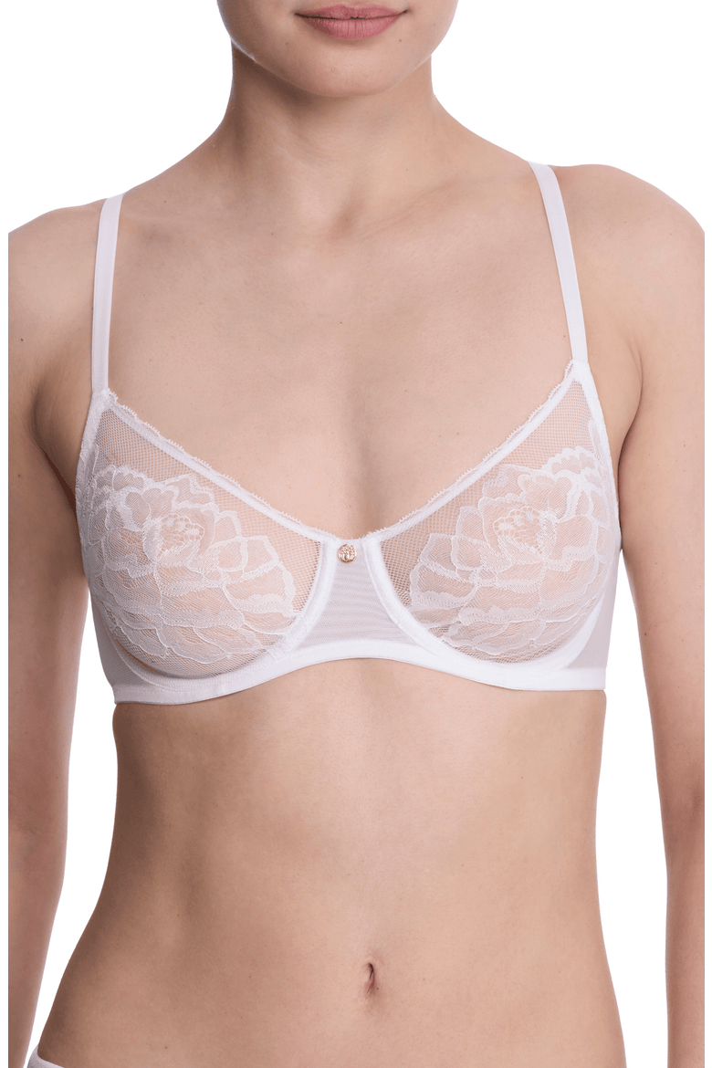 Flora Unlined Lace Balconette Underwire Bra, Main, color, White
