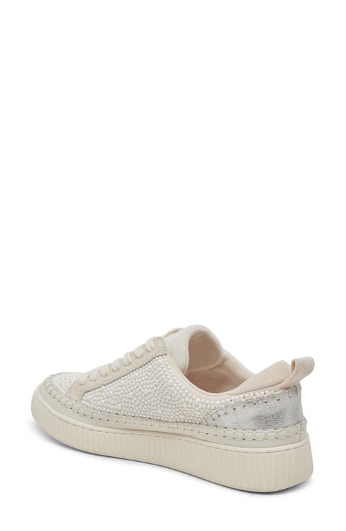Dolce Vita Nicona Pearl Womens Embellished Leather Casual And Fashion Sneakers In Vanilla Pearl