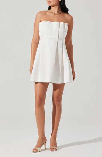 ASTR the Label Clemira Pleated Strapless Cotton Dress