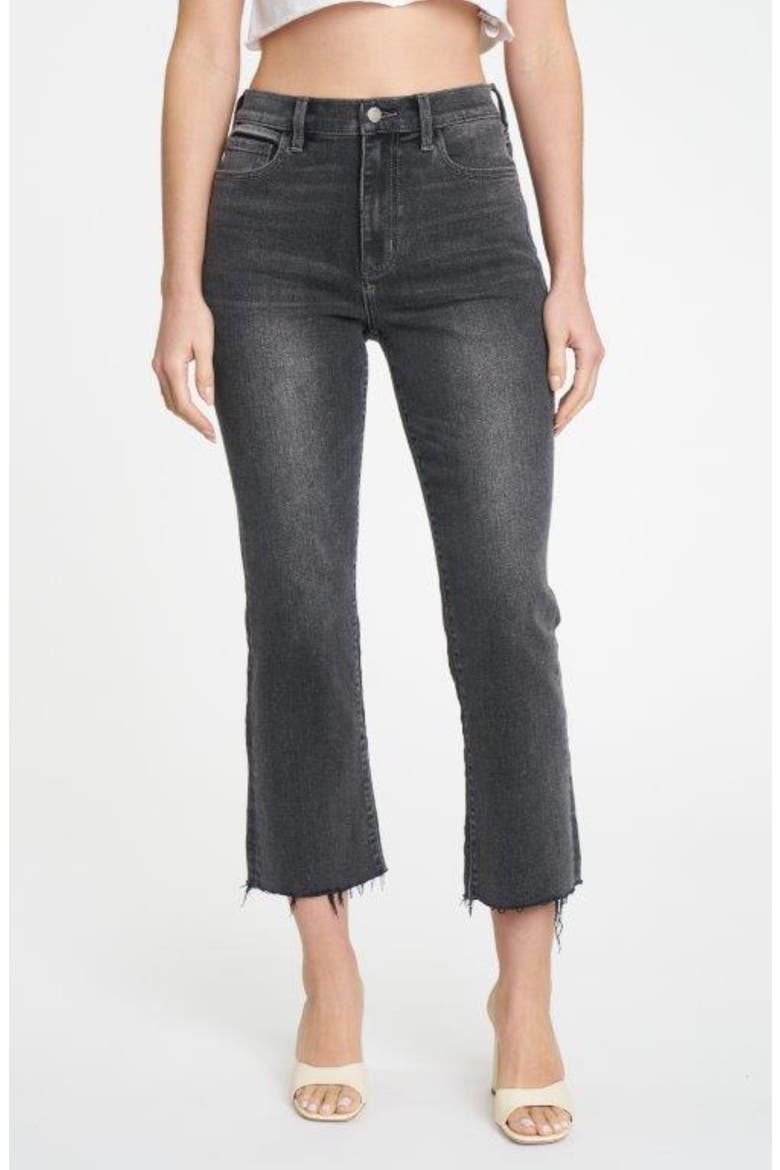Shy Girl High Waist Raw Hem Crop Flare Jeans, Main, color, HAUNTED