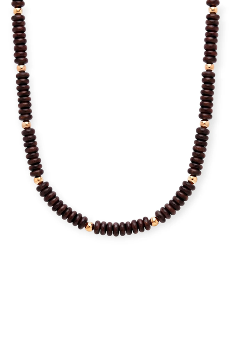 Dark Chocolate and 14k Gold Filled Beaded Necklace