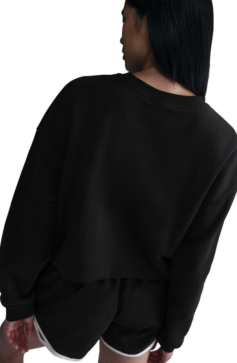 Nike Club Fleece Loose Fit Crewneck Sweatshirt, Alternate, color, Black/ White