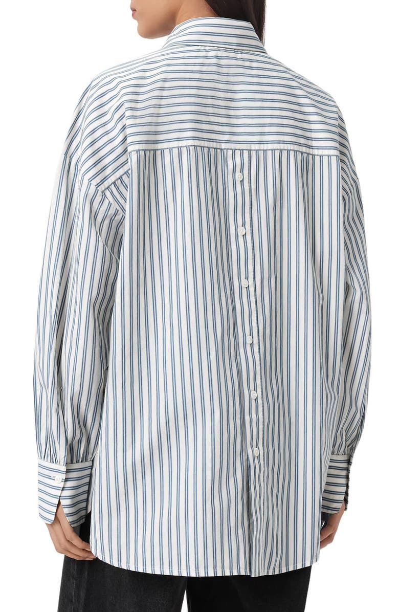 AllSaints Adrianne Logo Shirt, Alternate, color, Blue/ White