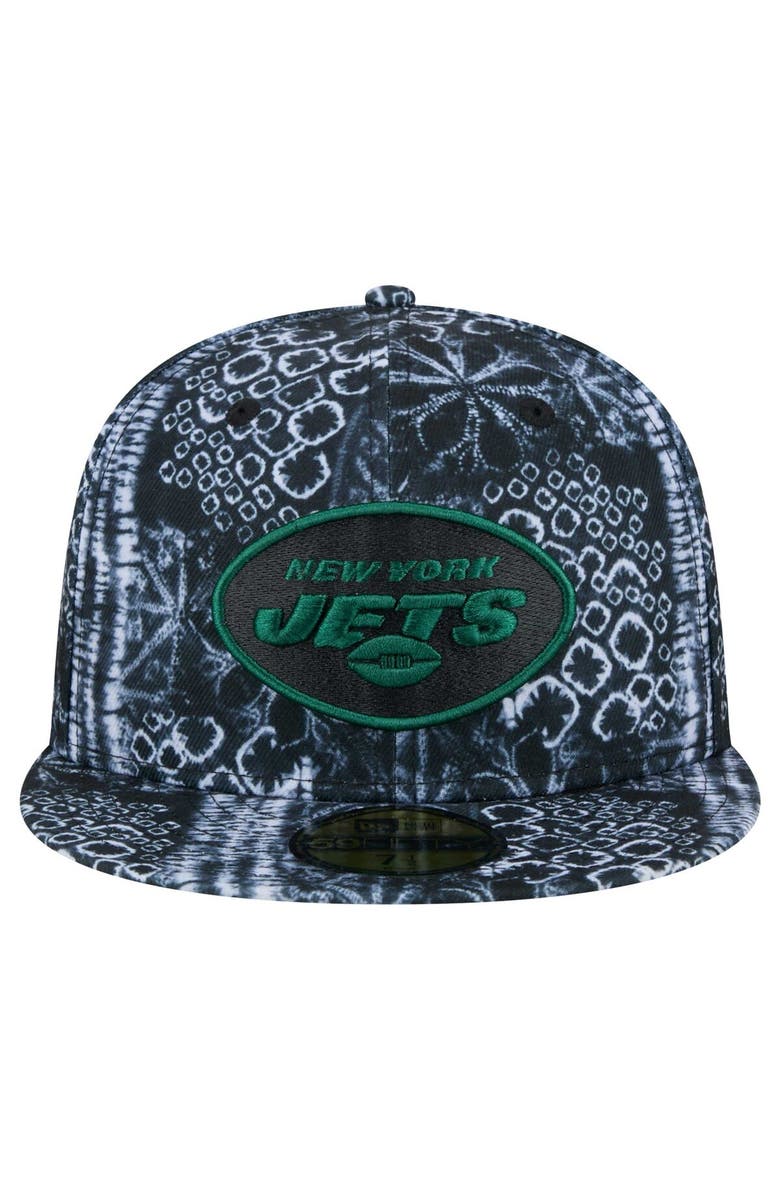 New Era Men's New Era Black New York Jets Shibori 59FIFTY Fitted Hat, Alternate, color, Black