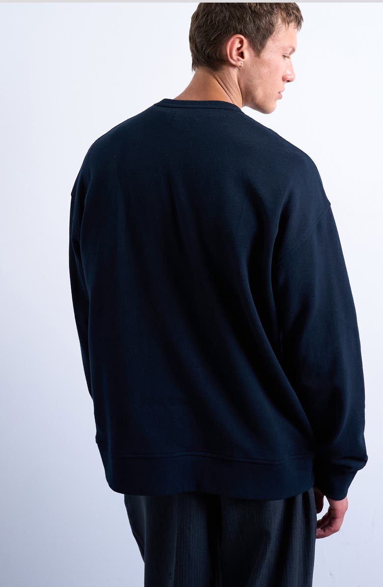 Topman Lightweight Oversize Cotton Sweatshirt, Alternate, color, Navy