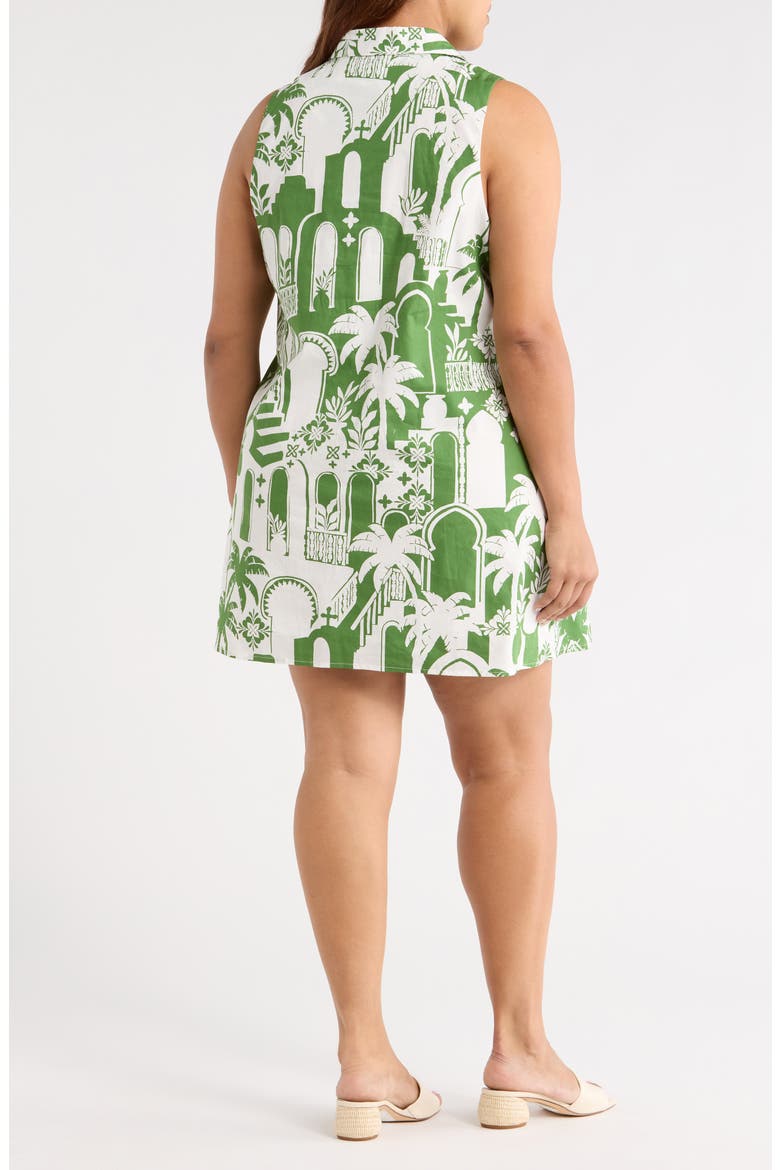 Lexya Nala City Sleeveless Cotton Shift Dress, Alternate, color, WHITE/ OLIVE GREEN