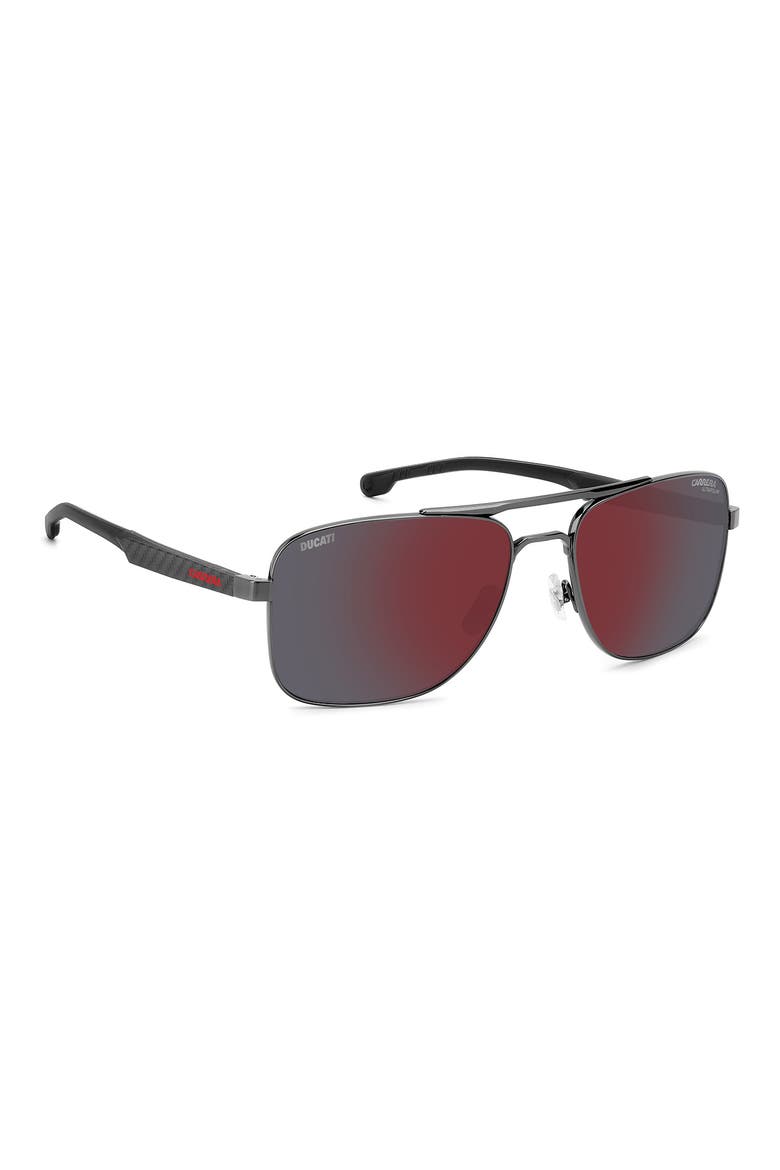 Carduc 022\/S 60mm Polarized Rectangular Sunglasses, Alternate, color, DARK RUTHENIUM BLACK