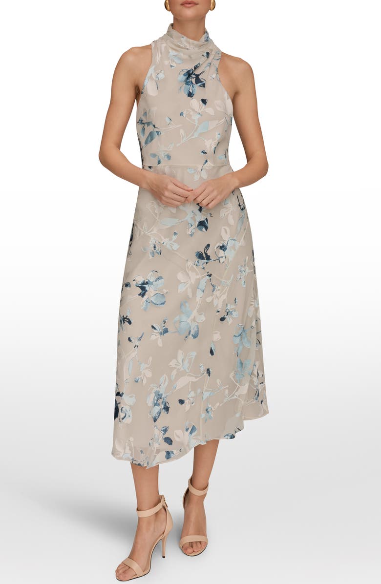 Donna Karan New York Floral Burnout Maxi Dress, Main, color, Sea Mist Multi