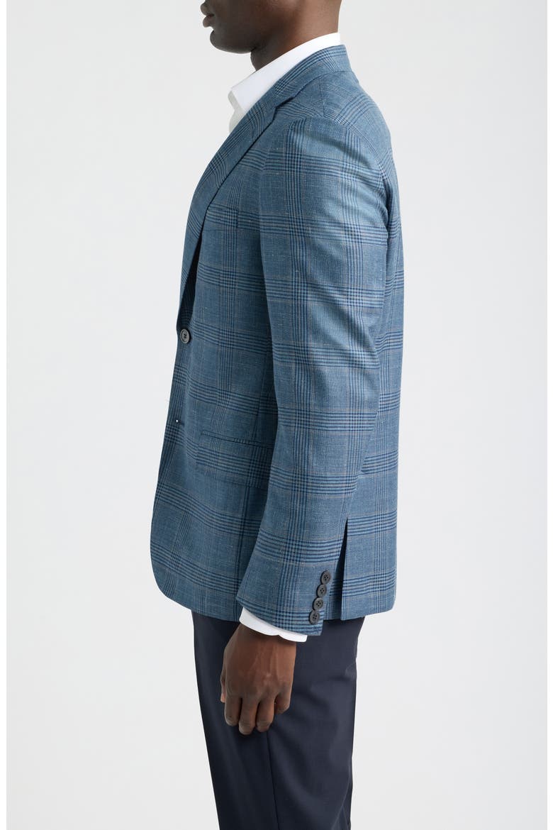 Teal & Blue Plaid Slub Wool Blend Sport Coat, Alternate, color, GREEN/ BLUE