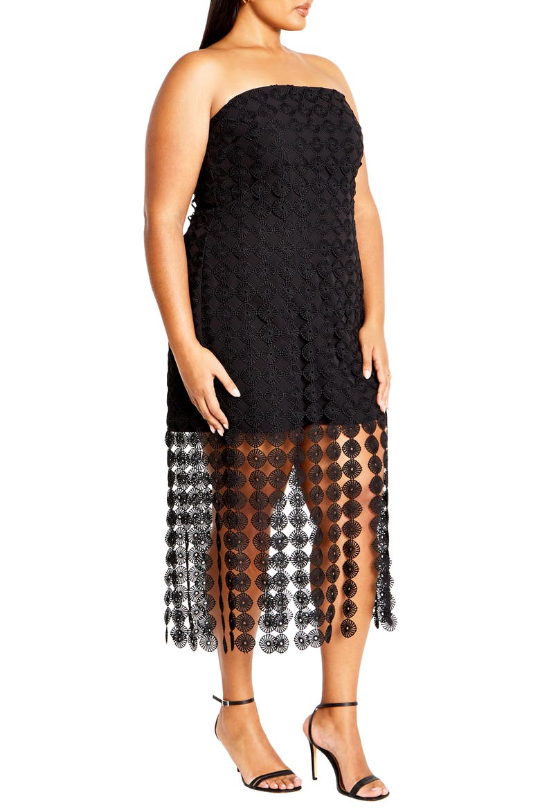 Ebony Strapless Crochet Lace Minidress, Alternate, color, BLACK
