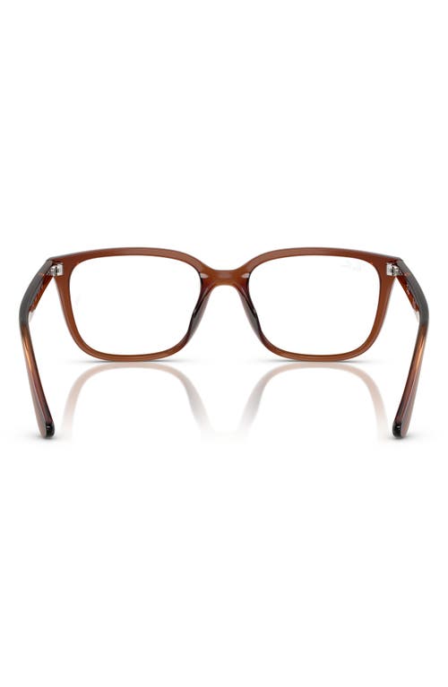 Ray Ban Ray-ban 55mm Square Optical Glasses In Transparent Brown
