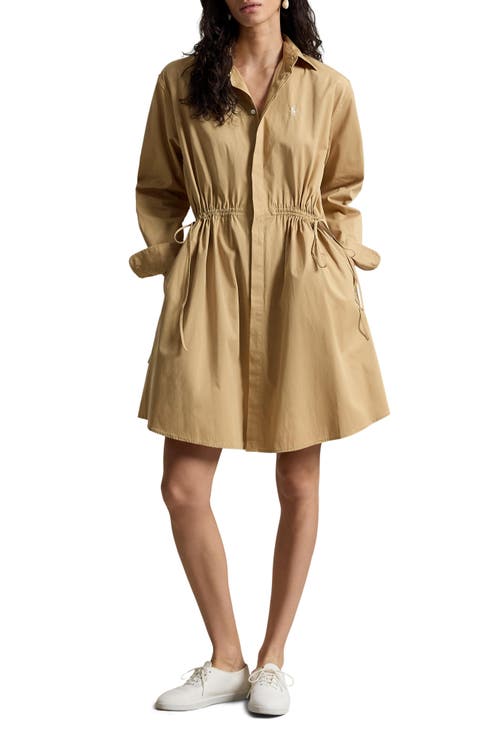 Drawcord Cotton Shirtdress