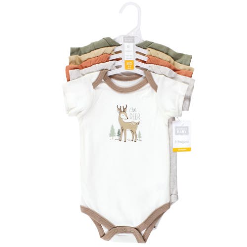 Hudson Baby Five-piece Set Of Cotton Infant All-in-one Bodysuits In Green