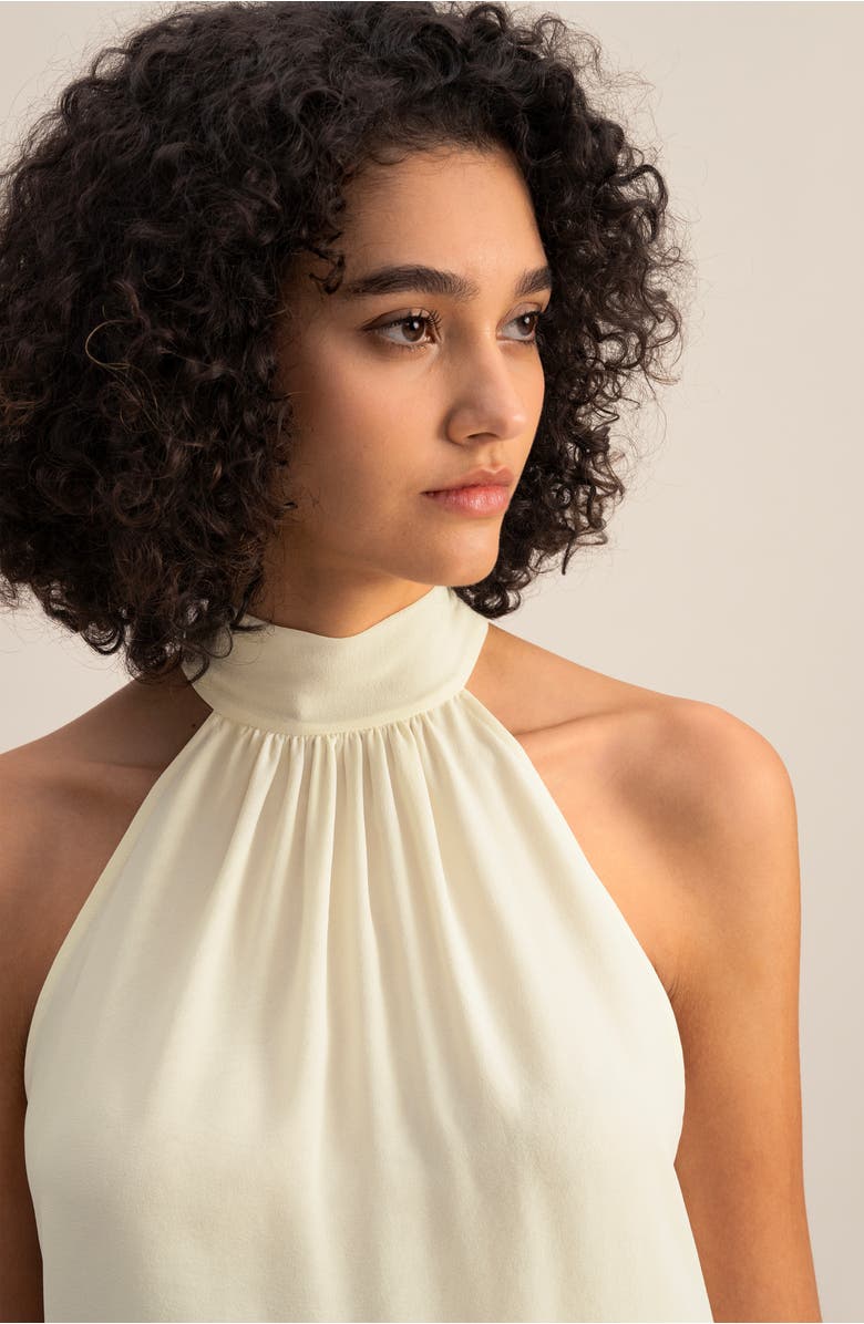 Lilysilk Silk Georgette Halter Neck Top, Alternate, color, Lily White