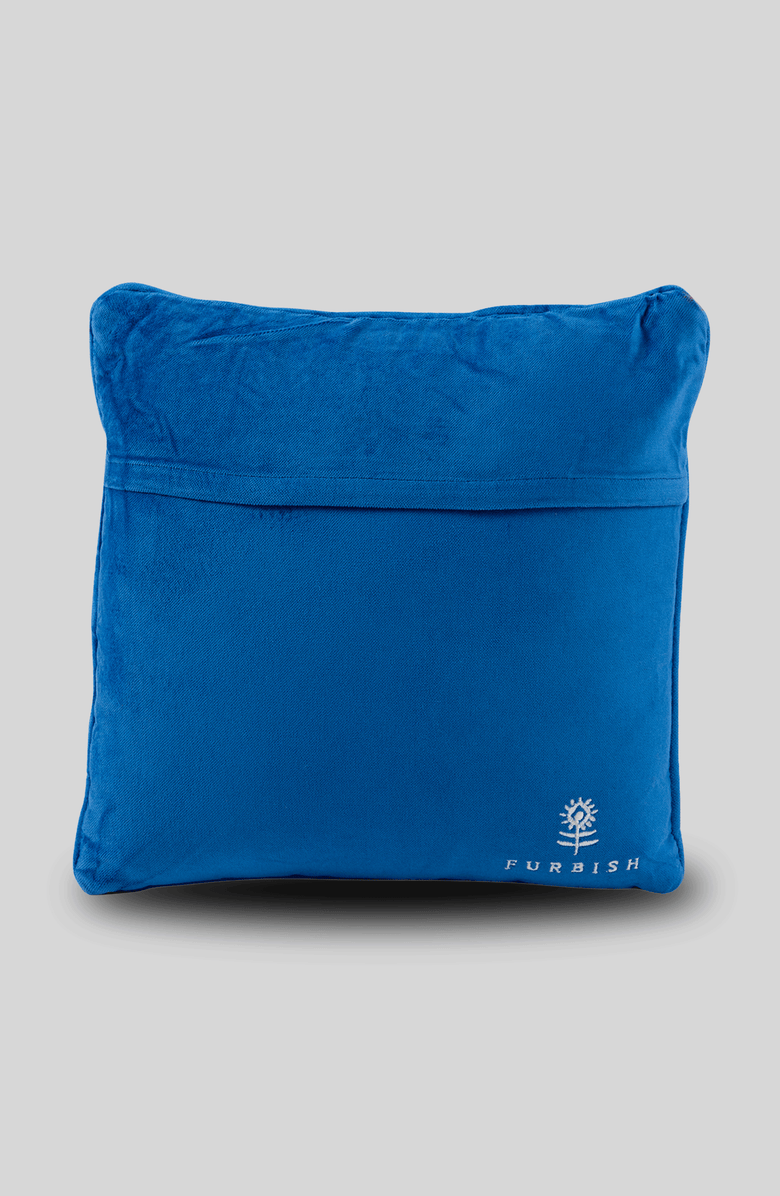 Furbish Overthink This Needlepoint Pillow, Alternate, color, Blue, White