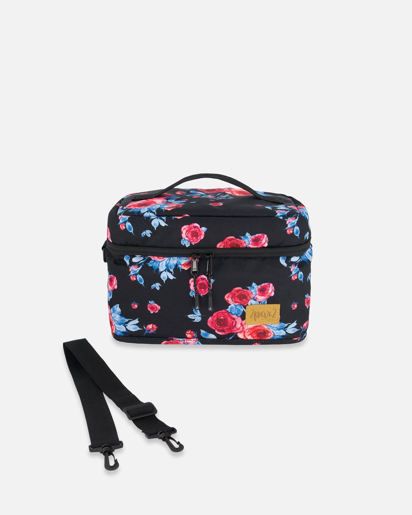Deux par Deux Girl's Lunch Box Black Printed Roses, Main, color, 