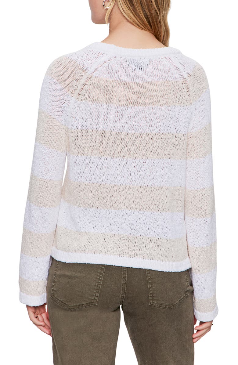 Sanctuary Cotton Blend Sweater, Alternate, color, White/ Light Oat Stripe