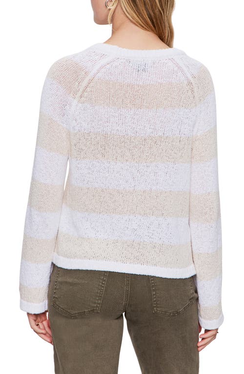 Sanctuary Raglan Stripe Round Neck Sweater In Cream In White