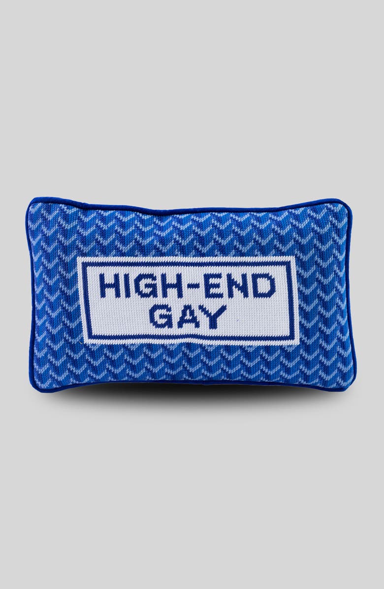 Furbish High End Gay Needlepoint Pillow, Main, color, High End Gay