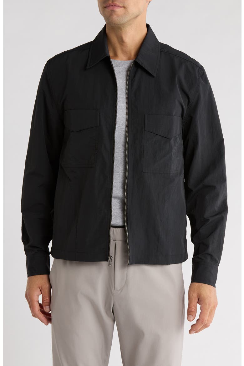 Full Zip Nylon Jacket, Main, color, JET BLACK