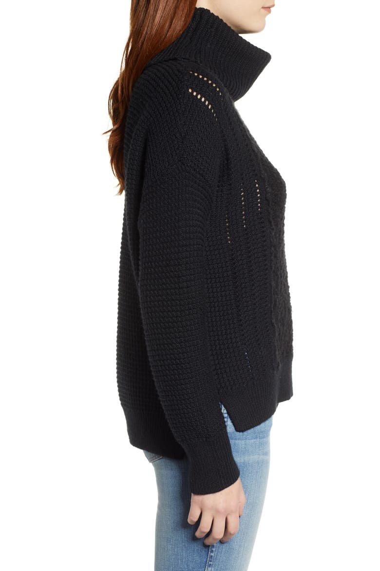 Cowl Neck Bouclé Sweater, Alternate, color, BLACK