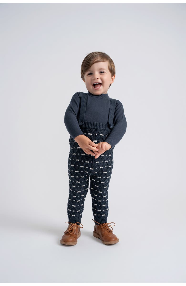 Charlotte & George Diamond Textured Stripe Knit Overall, Alternate, color, Ink