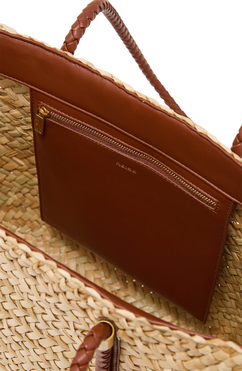 Reiss Rubina Raffia Effect Braided-Strap Tote, Alternate, color, Natural