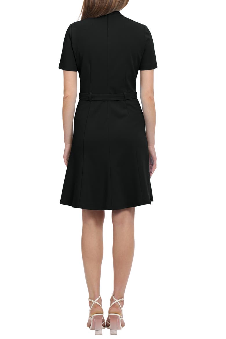 Belted A-Line Dress, Alternate, color, BLACK