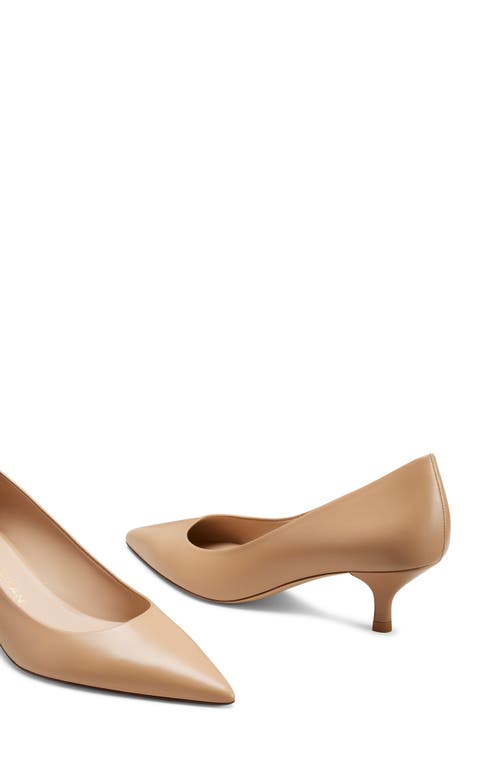 Stuart Weitzman Stuart Pointed Toe Kitten Heel Pumps In Adobe