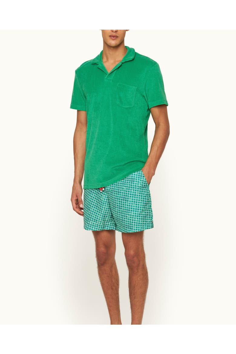 Terry Towelling Tailored Fit Towelling Polo Shirt, Main, color, Caddie Green