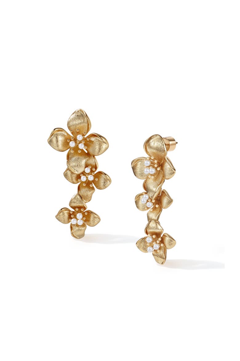 Iris Blossom Earrings, Main, color, Gold & White