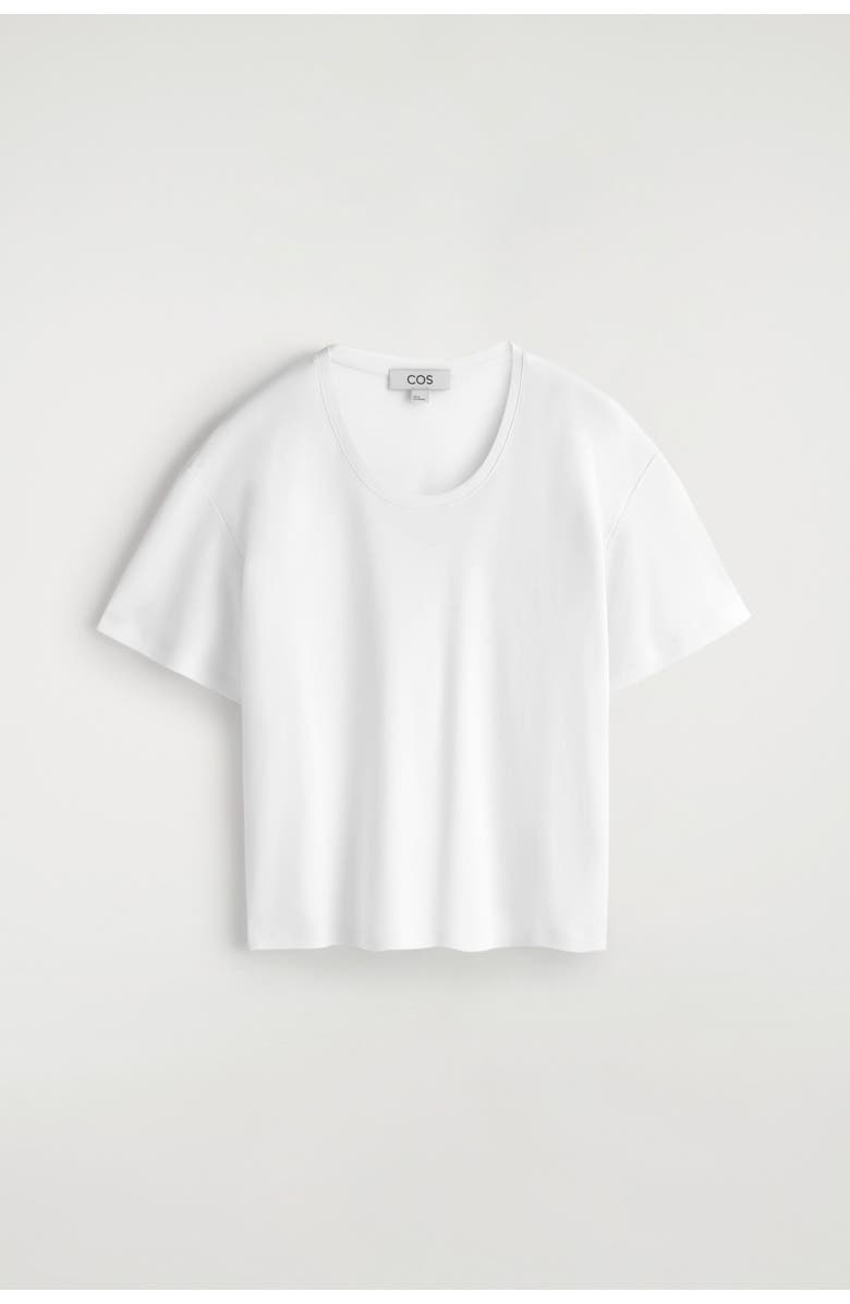 COS Scoop-Neck Cotton T-Shirt, Alternate, color, White