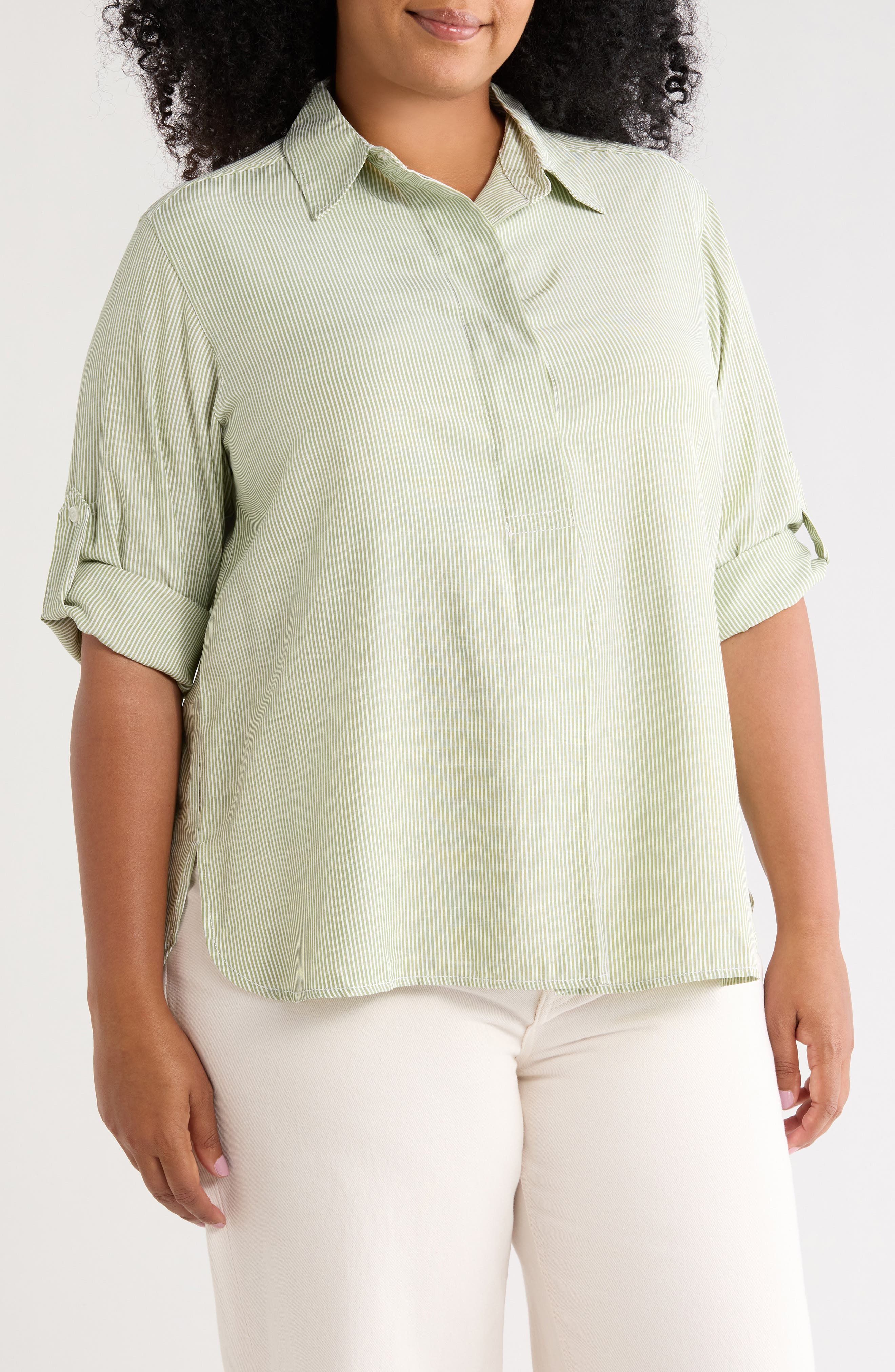 GREEN/ OFF WHITE MINI STRIPE