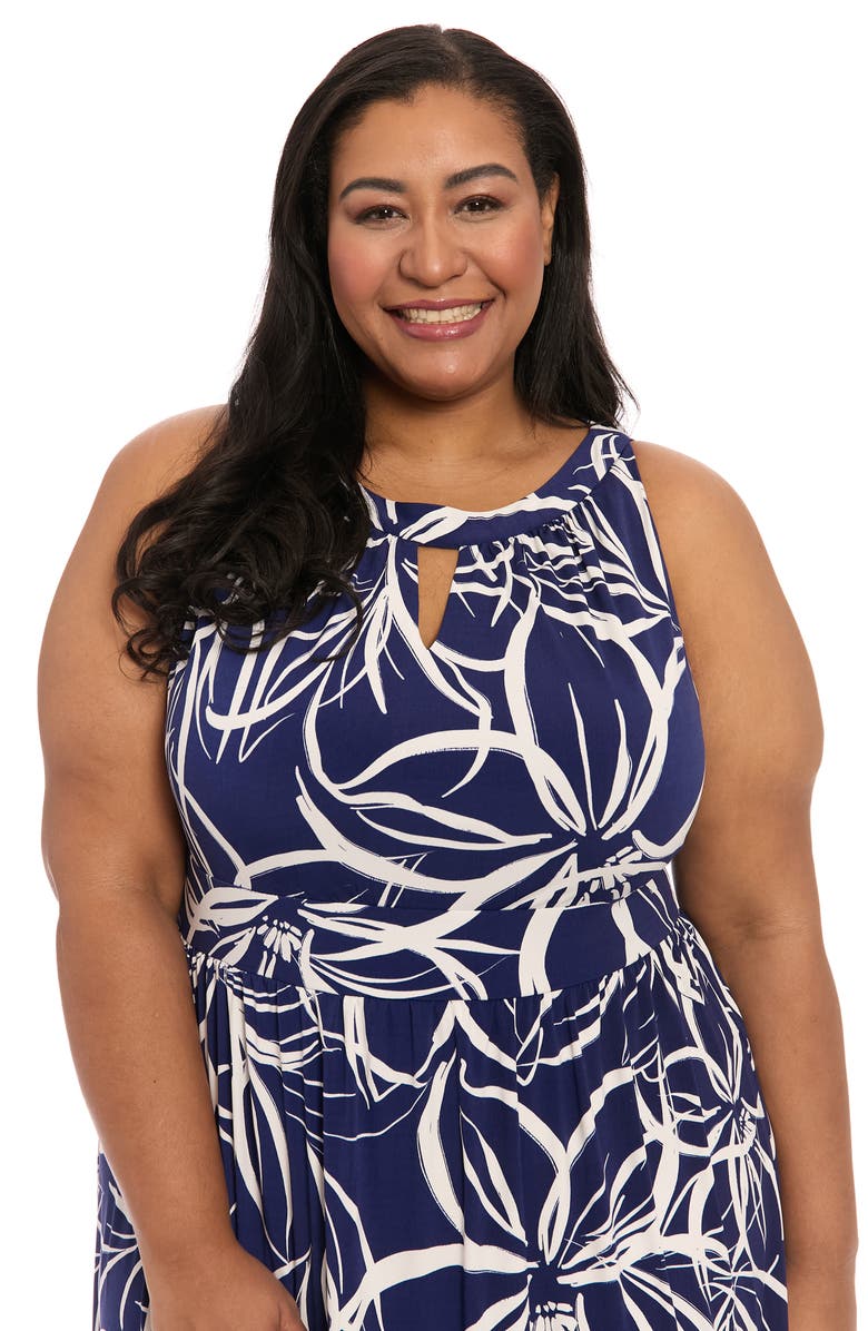 London Times Jersey Maxi Dress, Alternate, color, Navy White