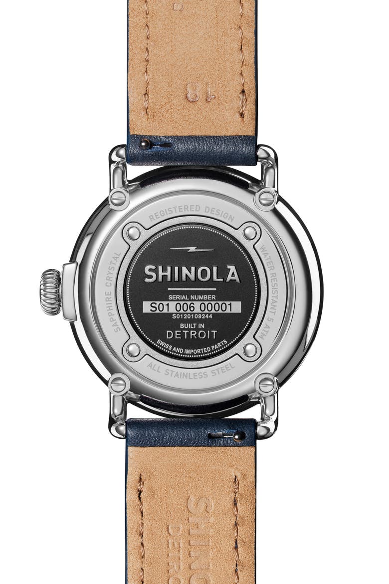 The Runwell Wraparound Leather Strap Watch, 36mm, Alternate, color, MIDBLUEMOP