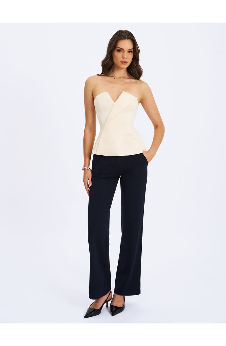 Miss Circle Yani Asymmetrical Lapel Sleeveless Peplum Top, Alternate, color, Ivory