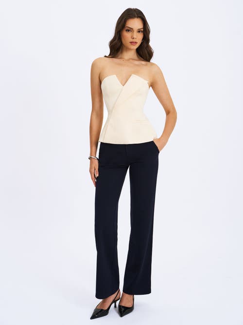 Miss Circle Yani Asymmetrical Lapel Sleeveless Peplum Top In White