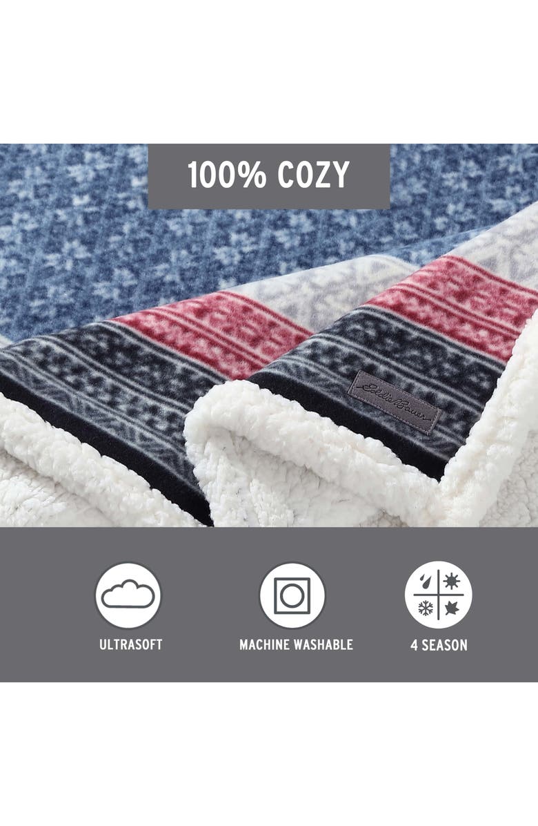 Eddie Bauer Fair Isle Plaid Faux Shearling Throw Blanket, Alternate, color,