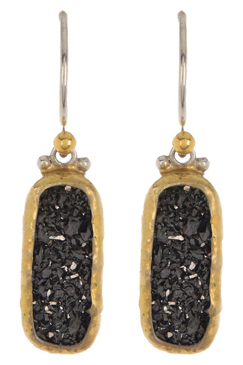 Sterling Silver & 24K Yellow Gold Plated Mystere Rectangle Drop Earrings, Main, color, SILVER